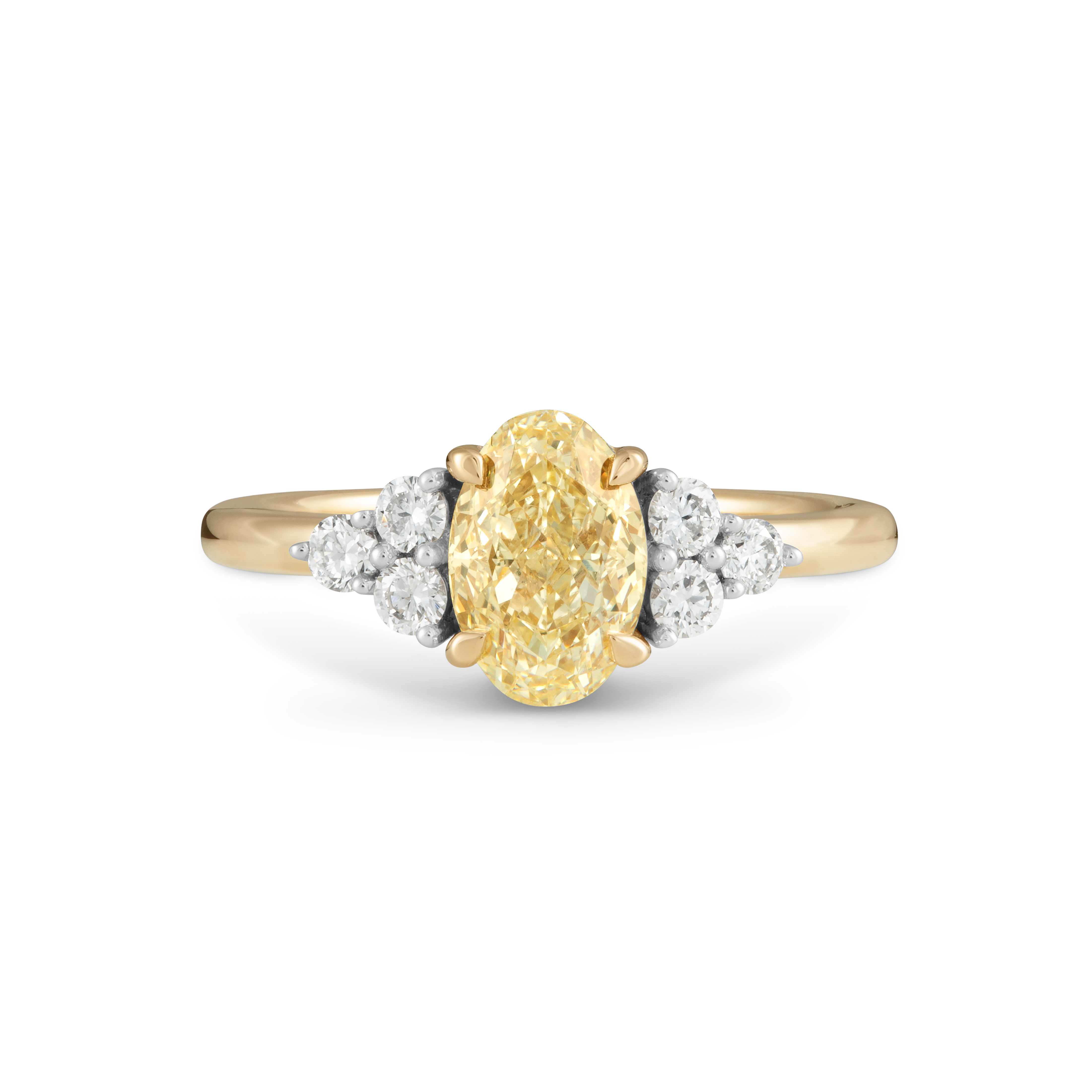 Lab Grown Yellow Solar Diamond Trefoil 18K Yellow Gold Ring